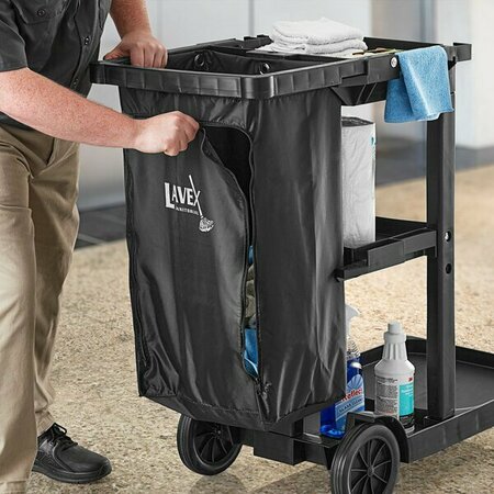 LAVEX Black Vinyl Janitor Cart Bag with Zipper 274JC3ZIPBK